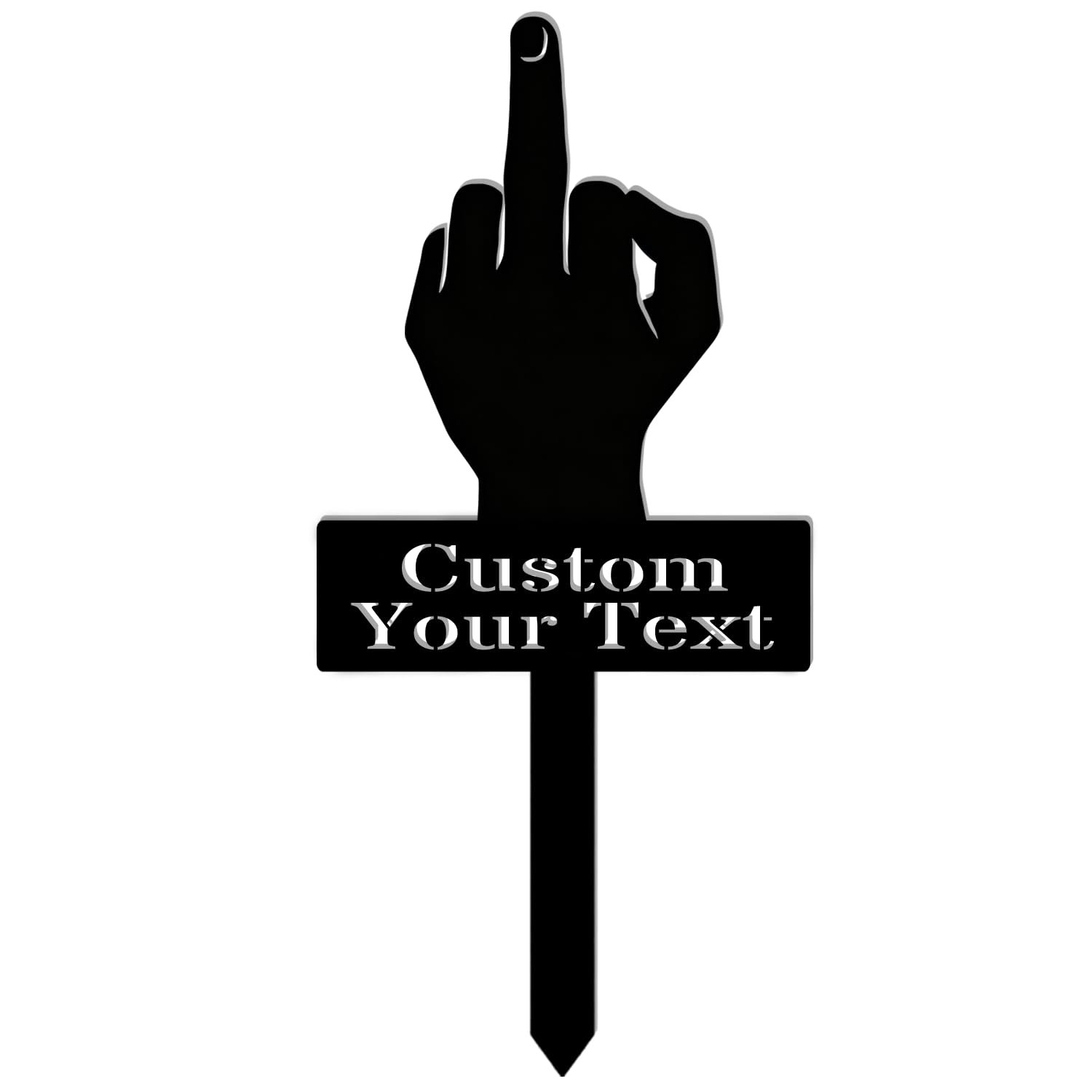 Personalized Metal Middle Finger Garden Stakes, Funny Middle Finger Yard Signs, Custom Metal Middle Finger House Number Address Sign with Garden Stake