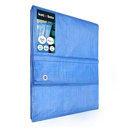 KOTARBAU® Lona Impermeable Exterior, 2 x 3 m, Azul, 75g/m2, Ojales de Aluminio, Lona de protección Resistente, Cubierta, Lona Industrial Polietileno, Toldo Reforzado, Lonas Impermeables Exterior