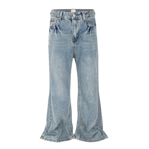 Streetwear Wide Leg Jeans Men Vintage Solid Color Denim Pants Male