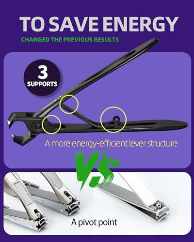 SZQHT Ultra Wide Jaw Opening Nail Clippers Set, Toenail Clippers for Thick Nails, Heavy Duty Nail Cutter, Stainless Steel Toe Nail Clippers for Seniors, Men & Women Manicure,Pedicure,Big(Black)