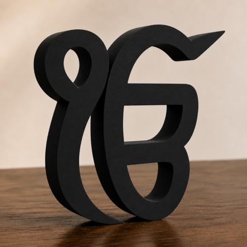 Image of Mad Masters Ik Onkar Spiritual Desk Decor - Aesthetic Table, Shelf & Wall Showpiece for Home, Mandir, Office, Business | Vastu Friendly Gifting, Matte Black (15.2 x 15.2 x 2.5 cm)