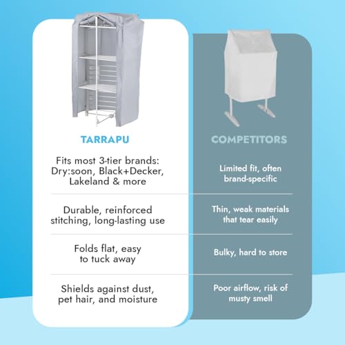 Tarrapu Heated Clothes Airer Cover – Universal 3-Tier Electric Drying Rack/Airer Protective Cover for Black & Decker, Dry:Soon, EasyLife & more - Image 5