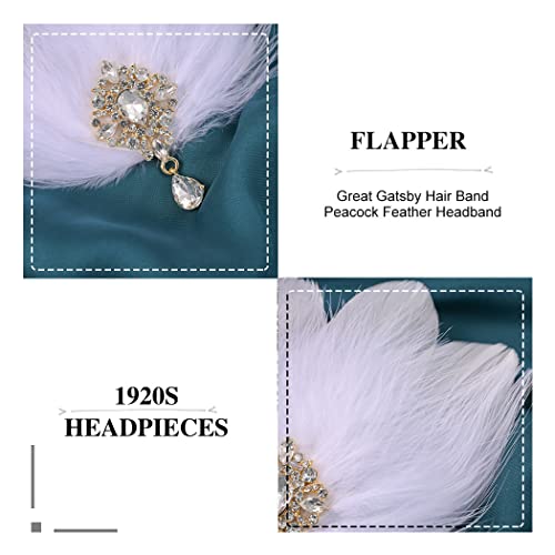 Fashey 1920S Headpieces Flapper Hair Clips Peacock Feather Hair Clips Flapper Feather Headband Gatsby Hair Pins 20S Headband Party Prom Hair Accessories For Women And Girls (Pack Of 1) #TOP4