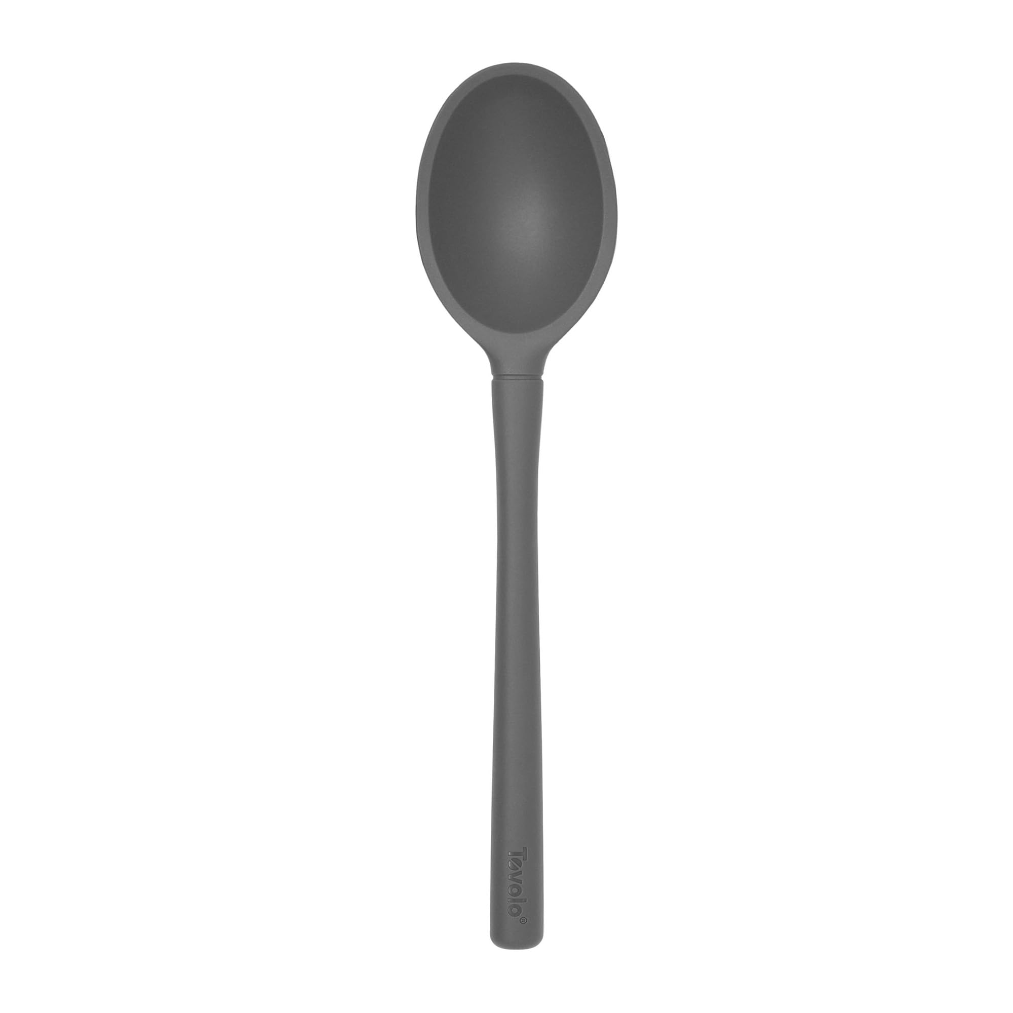 Tovolo Flex Core Small Deep Spoon Silicone for Cooking Mixing Baking, Dishwasher Safe BPA Free All Silicone Kitchen Mini Spoon Heat Resistant Nonstick Safe Serving Spoon, Charcoal Gray