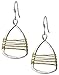 Silver with Gold Wire Copper Toned Handmade Wire Wrap Teardrop Earrings