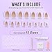 BTArtbox Press On Nails Almond - Medium Cat Eye French Tip Nails with Glue for Daily Nail Art, Fake Nail Extensions In 15 Sizes - 30 Nail Kit, Liquid Radiance
