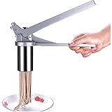 ★ Cómoda manivela: use la abrazadera ajustable para asegurar la máquina para hacer pasta a su mostrador o mesa. Luego, use la manivela de acero inoxidable para enrollar y cortar la pasta fácilmente.