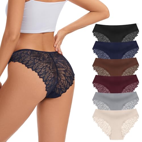 Listado de Costura de ropa interior . 42 GALASALA 6 Ropa Interior Mujer, Calzones de Mujer Algodon Bikini, Ropa Interior Sin Costuras Mujer Sexy Encaje, Pantaletas de Algodón para Mujer, Suave Transpirable, Uso Diario