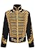 Ro Rox Adam Men’s Marching Band Military Jacket, Military Drummer Parade Jacket for Festivals, Stage Performances, Themed Parties, Cosplay Events, Black & Gold, M