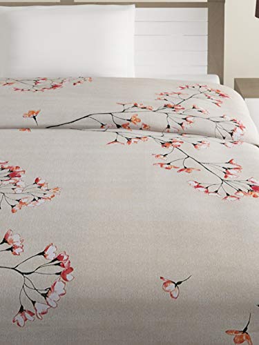 Image of Swayam Ananda-Premium 100% Cotton 200 TC,Microfiber Fill 150 GSM -Floral Pattern-Single Comforter, Beige, Red