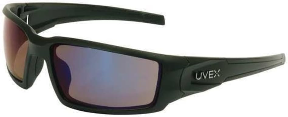 Uvex by Honeywell Hypershock Safety Glasses, Black Frame with Blue Mirror Lens & Anti-Scratch Hardcoat (S2945)