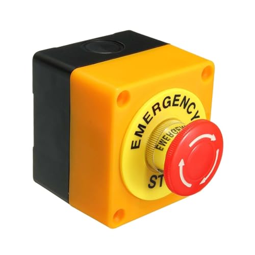 Generic Bouton Poussoir de Commutateur d'Arrêt d'Urgence avec Boîte Robuste 7,2x6,4x7,8cm Résistant aux Intempéries, 660 V, 10A