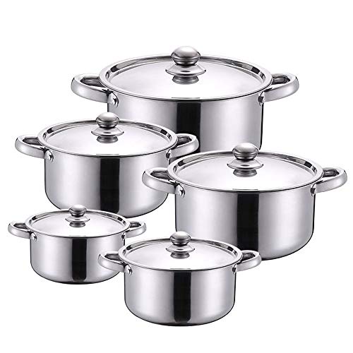 SBCGFY Juego de 5 ollas Profesionales de Acero Inoxidable para Todo Tipo de cocinas, Incluidas Las de inducción.