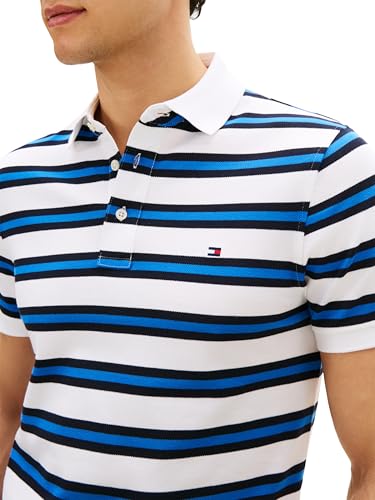 Image of Tommy Hilfiger Men's Short Sleeve Polo Shirts in Slim Fit with Stretch and Organic Pique Cotton