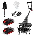 MZK 20V Cordless Tiller Cultivator with 24 Steel Tines,7.8-inch Wide Battery Powered Garden Cultivator, Mini Tiller for Gardening(2 * 2AH Battery and Charger Included)