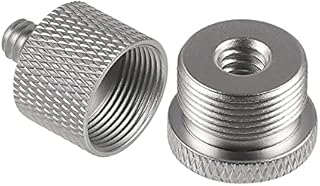 SAVITA Mic Stand Adapter Kit Includes 1 Piece 1/4 Female to 5/8 Male Screw Thread Adapter 1 Piece 5/8 to 1/4 Screw Thread Adapter Tripod Screw Adapter For Camera Monitor Microphone Stand (Silver)