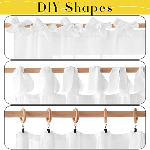 Nicetown White Linen Sheer Curtains 84 Inch Long 2 Panels, Adjustable Tie Top Diy Crafted Flax Semi Sheer Privacy With Light Filtering Vertical Drapes For Bedroom/Living Room, W52 X L84 #TOP1