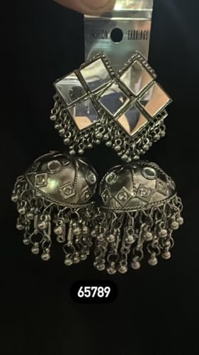 ZIKWOR Traditional Indian Mehndi Earrings for Women, Silver - Image 3