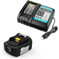 XNJTG Batería de Repuesto de 5,5 Ah, 18V para batería Makita 18V BL1855 BL1850 BL1850B BL1840 BL1830 con Cargador de 14,4 V-18 V de Repuesto para Cargador Makita 18V DC18RC