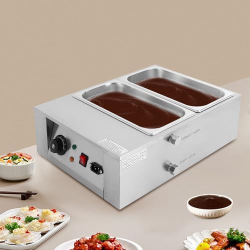 Xuthusman Chocolate Melting Pot, Commercial Chocolate Tempering Machine, 26.5 Lbs 4 Tanks Chocolate Melting Pot, Electric Chocolate Melter/Heater For Chocolate Milk Candy Melting and Heating (2-Tanks)