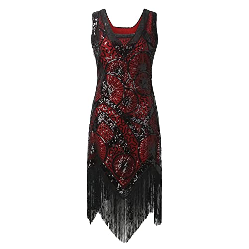 Robe de soirée à clapet style rétro 1920 noire et rouge taille M