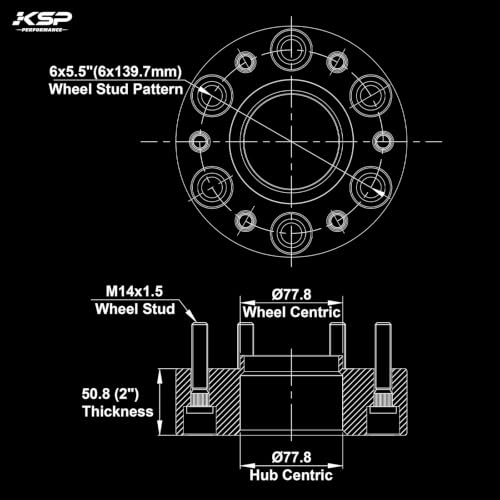 Image of KSP 2inch 6x5.5 Hubcentric Wheel Spacers Compatible with 19-26 Ram 1500