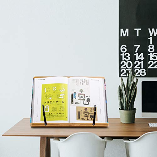 Large X 13 Inch Bamboo Best Cookbook Holders And Stands With 5 Adjustable Height For Kitchen Recipe Textbook Magazine Reading Hands Free #TOP5