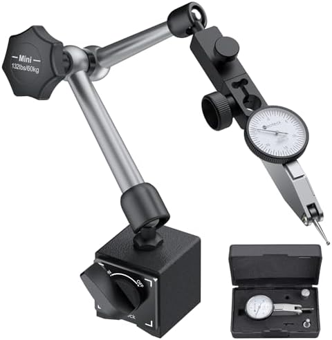 Neoteck 0.03"/0.0005" Dial Test Indicator with 132lbs(60kg) Magnetic Base
