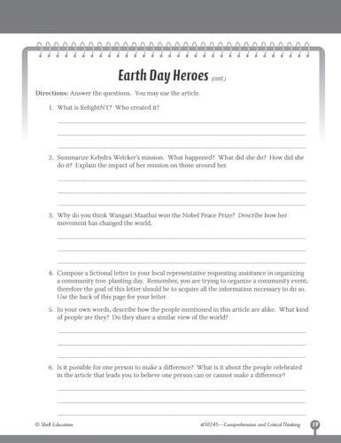 Shell Education SEP50245 Comprehension And Critical Thinking Grade 5 thumb #5