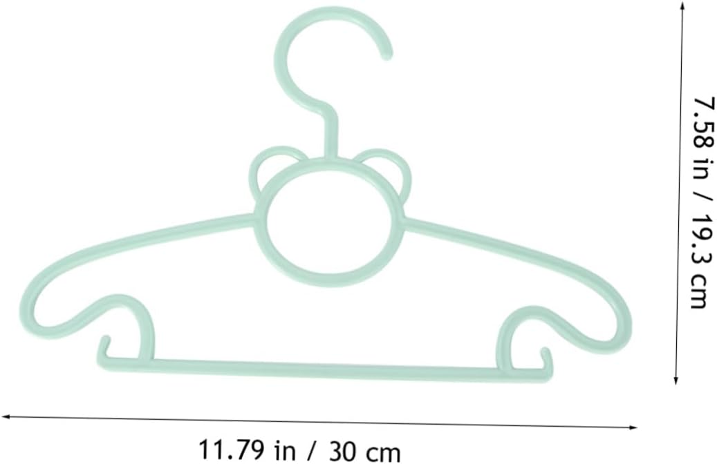 10 Pieces Green Plastic Children's Clothes Hangers with Hook Design
