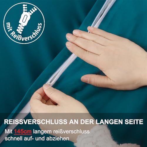 Beqnat Kissenbezug 40x40 2er Set - Kopfkissenbezug 40 x 40 cm Petrol Für Kissen 100% Mikrofaser Kissenhülle Bügelfrei & Knitterfrei mit Reißverschluss