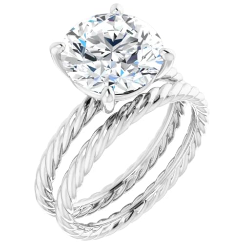 Rope Style 3 Carats Round Lab Diamond Engagement Ring2