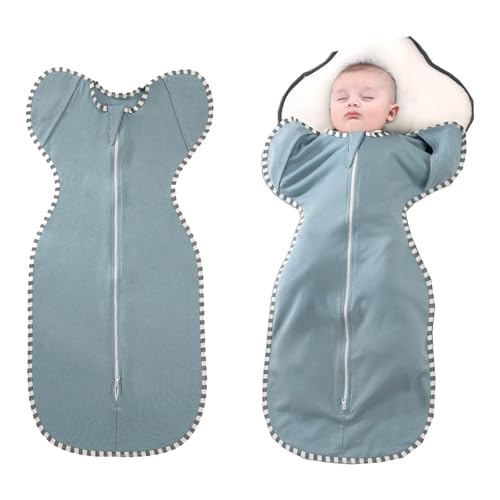 LinJie Baby Swaddle Wrap Swaddle Blanket Baby Sleeping Bag Infant Sleep Sack with Arms Newborn Swaddle Blanket Wrap 2 Way Zipper Unisex for 3-9 Months Baby (S60 * 35cm )