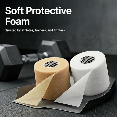 Image of Hampton Adams Pre Wrap Athletic Tape, Non Slip Grip, No Fray Underwrap | Foam underwrap for skin protection, Ankle, wrist & knee, Tape grip base layer, Hair tie for sports 2.75 in x 22 yd rolls