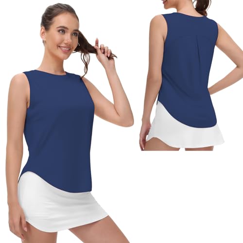 Listado de Ropa Azul los mejores 10. 49 HBKUUY Camiseta De Deporte Sin Mangas para Mujer Transpirable Ligera Y De Secado Rápido Energética Camiseta De Tenis Yoga Ejercicio Running Tank Top (MX/US, Alfa, Mediano,...