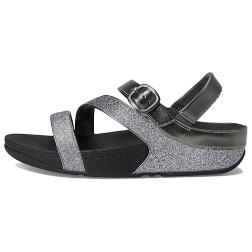 Image of FitFlop Women's Skinny II Glitterdust Pewter Z-Strap Sandals | Casual Sandals