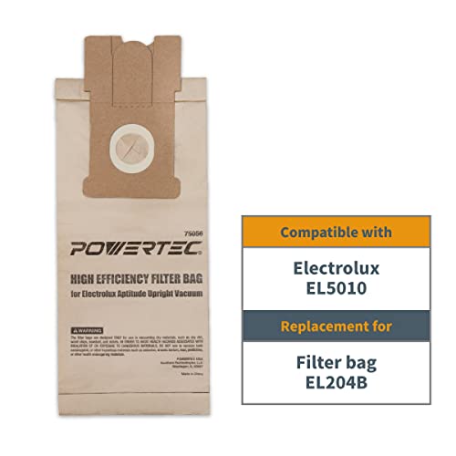 Image of POWERTEC EL204B Vacuum Bags for Electrolux 20PK, Replacement Dust Bags for Aptitude Upright 5010, EL5010, EL5010A, EL5010A-1, EL5010AZ, Filter Bags (75056-P2)