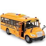 Yellow School Bus Toys for Toddlers With 4 Different Flashing Lights & Sound, Back And Side Doors Open Friction-Powered Wheels Light Up Toy Buses Birthday Gift 3 4 Year Old And Up Girl Boy Toys