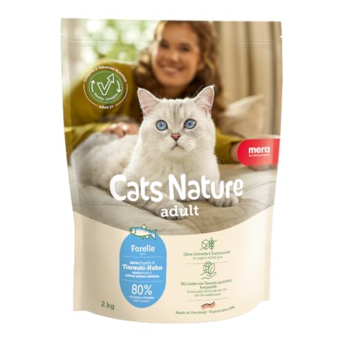 MERA Cats Nature Forelle Premium Katzenfutter Trocken 2kg | Getreidefrei & zuckerfrei | Adult Katzen Trockenfutter hoher Fleischanteil | Dry Cat Food