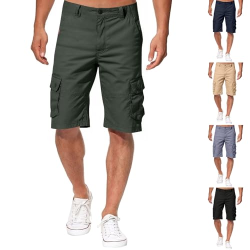 Men's Cargo Shorts Stretch Waist Knee Length Outdoor Hiking Shorts Casual Summer Big and Tall Work Pants with Pockets Cargo Pants for Men Relaxed fit Comfy Athletic Lounge Short Mens Summer Outfits