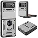 DOINK Funda de Armor para el Samsung Galaxy Z Flip 3 (2021), Carcasa Resistente a Los Golpes y Resistente, Case Cover con Soporte para Anillas y Tapa Deslizante para Lentes - Plata