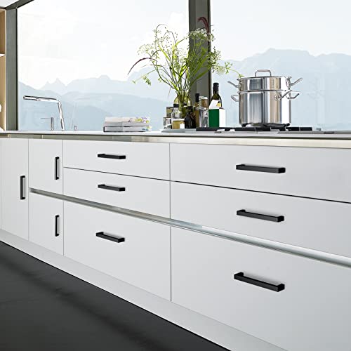 NISUOIEN 10 Pack 5 inch (128mm) Hole Center Matte Black Cabinet Pulls Stainless Steel Kitchen Cabinet Handles - Square Dresser Handles Drawer Pulls by NISUOIEN - Image 6