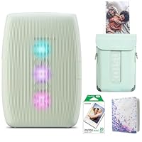 Fujifilm INSTAX Sage Green Mini LINK 3 Portable Smartphone Photo Printer id With Fujifilm Instax Mini Film (20 Sheets), Mini Link 3 Protective Case & Photo Album With 64 Pockets