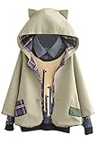 Aza Boutique Women`s Cute Button Down Tweed Cat Ears Hooded Cape Grey,One Size