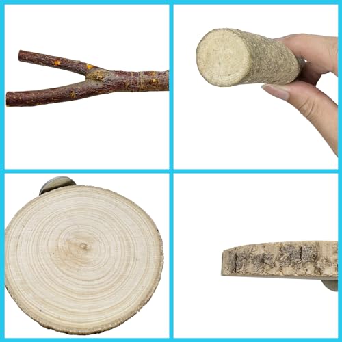 Image of 3 Style Natural Wood Bird Perches for Parrot, 18 PCS Natural Wooden Perch Bird Stand Parrot Perch Stand Bird Climbing Standing Branches Toy for Birds Budgies Cockatiels Lovebirds
