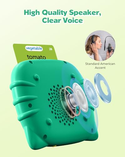 Image of Bilingual Spanish and English Talking Flash Cards for Ages 2+, Pocket Speech Therapy Tools with 512 Words, Montessori Language Learning and Autism Aids (224 Words English Green)