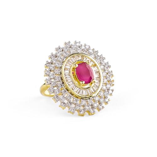 Rubans Women Gold-Plated White CZ-Studded Adjustable Finger Ring (B0D76H7KSK) Amazon Price History, Amazon Price Tracker