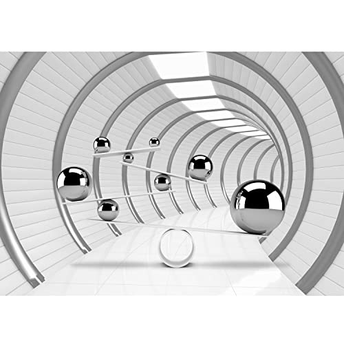 Runa Art Papel tapiz fotográfico sala 3D esferas 352 x 250 cm Lana Fondo De Pantalla XXL Moderna Decoración De Pared Sala Cuarto Oficina Salón gris 9154011a