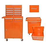 GOAWGO Rolling Tool Chest with Wheels and 5 Drawers,Detachable Tool Storage Cabinet with One Adjustable Shelf Tool Box on Wheels Removable Rolling Toolbox for Workshop Mechanics Garage, Orange