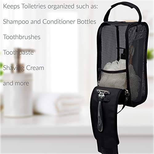 Simplify Hanging Mesh Toiletry Bag | Travel Organizer | Perfect for Dorm | Gym | Back to School | Shampoo | Shower Accessories | Black by Simplify - Image 3